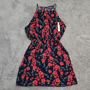 Cherokee Floral Viscose Dress with red and Blue flower print
